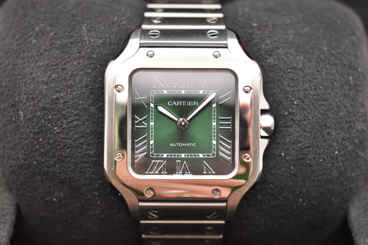 Cartier Santos De Cartier Medium Stainless Steel Smoke Green WSSA0061 | 2024