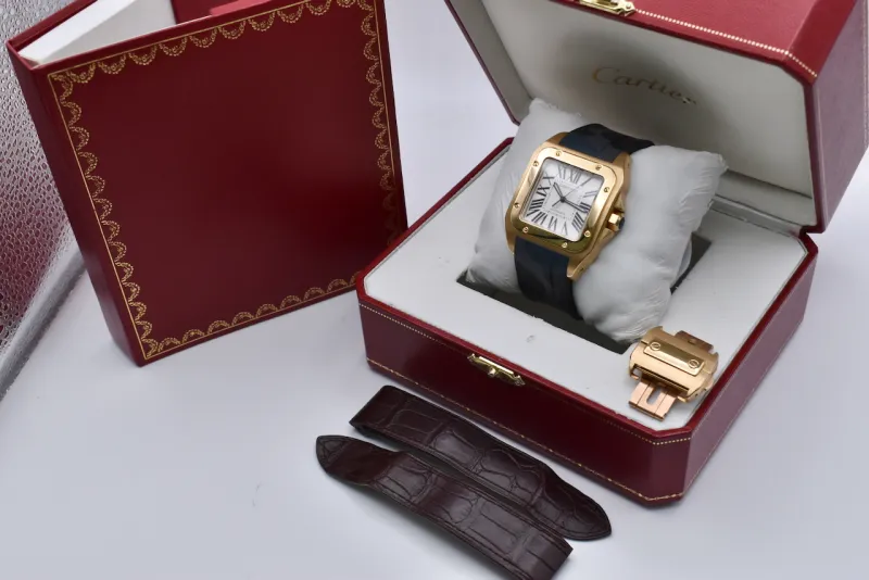 Cartier Santos 100 XL 18ct Yellow Gold Watch W20071Y1 | Box & Papers