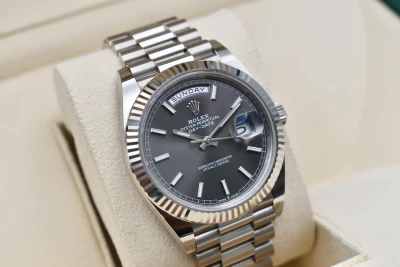 Rolex Day Date 40 18k White Gold Slate Grey Watch 228239 | 2022 Box & Papers