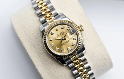 Rolex Lady Datejust 26mm Steel & 18ct Gold Champagne Diamond 179173 | B&P