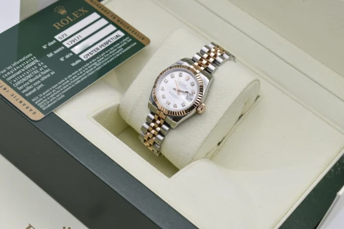 Rolex Datejust Lady 26mm Stainless Steel & 18K Rose Gold Diamond Watch 179171 | B&P