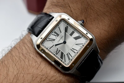 Cartier Santos Dumont XL Stainless Steel & 18K Rose Gold Watch W2SA0017 | B&P