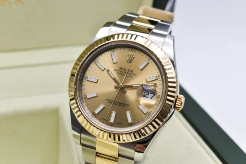 Rolex Datejust 2 Stainless Steel & 18K Gold Chamoagne Dial Watch 116333 | B&P