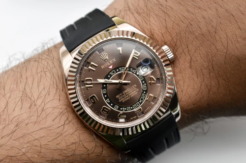 Rolex Skydweller 18k Rose Gold Chocolate Arabic Dial Watch 326135 | B&P