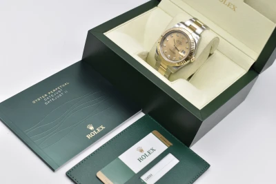 Rolex Datejust ll Stainless Steel & 18K Gold Champagne Diamond 116333 | B&P