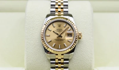 Rolex Datejust Lady Stainless Steel & 18k Champagne Dial Watch | Box & Papers