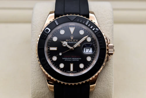 Rolex Yachtmaster 18ct Rose Gold Oysterflex Watch 116655 | Box & Papers
