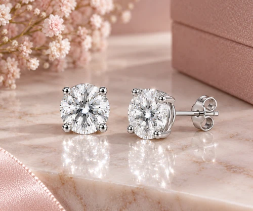 9ct White Gold Lab Grown Brilliant Cut Diamond Stud Earrings 2.50ct
