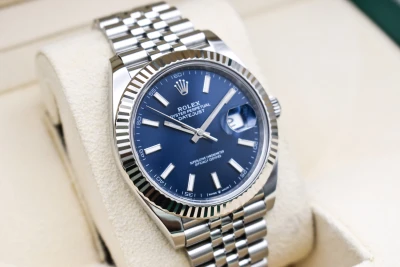 Rolex Datejust 41 Blue Baton Stainless Steel Watch 126334 | 2023 B&P