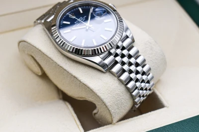 Rolex Datejust 41 Blue Baton Stainless Steel Watch 126334 | 2023 B&P