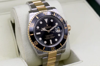 Rolex Submariner Black Diamond Serti Dial Watch 116613LN | 2011 Box & Papers