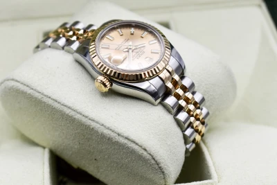 Rolex Lady Datejust Steel & 18ct Gold Champagne Dial 26mm Watch 179173 | B&P