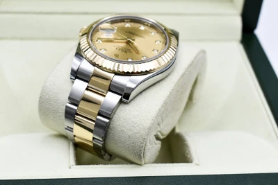Rolex Datejust ll Stainless Steel & 18K Gold Champagne Diamond 116333 | B&P