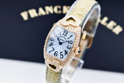 Franck Muller Cintrée Curvex 23mm Diamond Heart Gold Watch 2250 QZ HJ | B&P