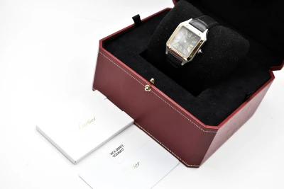Cartier Santos Dumont Large Stainless Steel & 18k Grey Watch W2SA0028 | 2024 B&P