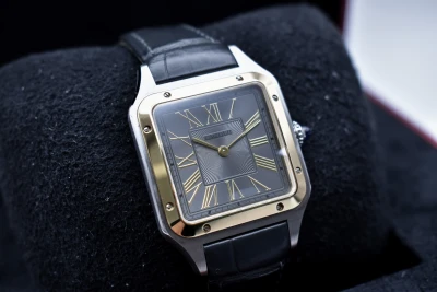 Cartier Santos Dumont Large Stainless Steel & 18k Grey Watch W2SA0028 | 2024 B&P