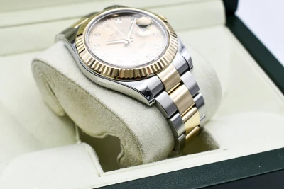 Rolex Datejust ll Stainless Steel & 18K Gold Champagne Diamond 116333 | B&P