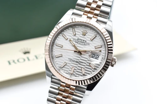 Rolex Datejust 41 Stainless Steel & Rose Gold Motif Dial Watch 126331 | B&P
