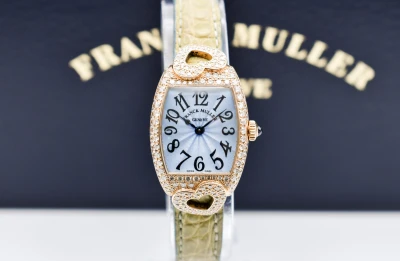 Franck Muller Cintrée Curvex 23mm Diamond Heart Gold Watch 2250 QZ HJ | B&P