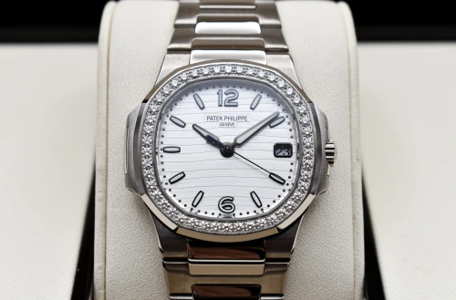 Patek Philippe Ladies Nautilus White Gold Diamond Watch 7010/1G-011 | B&P