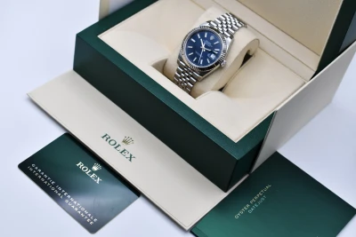 Rolex Datejust 41 Blue Baton Stainless Steel Watch 126334 | 2023 B&P