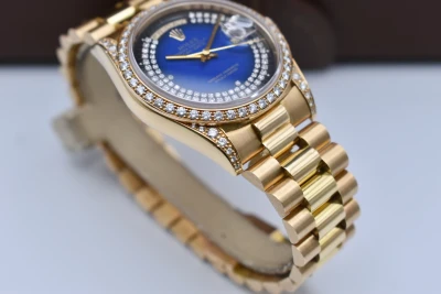 Rolex Day Date 36mm Blue Double String Diamond Dial 18388 | 1999 Box & Papers