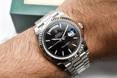Rolex Day-Date 40 White Gold Black Baton Watch 228239 | 2024 B&P