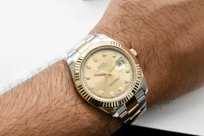Rolex Datejust ll Stainless Steel & 18K Gold Champagne Diamond 116333 | B&P