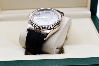 Rolex Sky-dweller 18ct Rose Gold Oysterflex Slate Grey Dial Watch 326235 | B & P