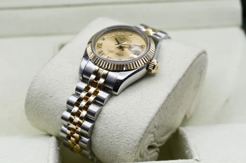Rolex Datejust Lady Stainless Steel & 18K Gold Champagne Watch 179173 | B&P