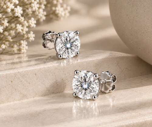 9ct White Gold Lab Grown Brilliant Cut Diamond Stud Earrings 4.11ct