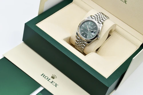 Rolex Datejust 41 Mint Green Stainless Steel Watch 126334 | B&P