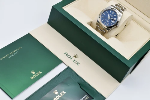 Rolex Datejust 41 Stainless Steel Blue Baton Watch 126300 | 2024 Unworn