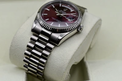 Rolex Day-Date White Gold Cherry Red Watch 118239 | Box & Papers