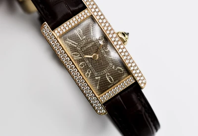 Cartier Tank Americaine Ladies 18ct 32mm Gold Diamond Set Watch 2482