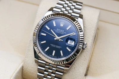 Rolex Datejust 41 Blue Baton Stainless Steel Watch 126334 | 2023 B&P