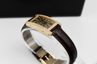 Cartier Tank Americaine Ladies 18ct 32mm Gold Diamond Set Watch 2482