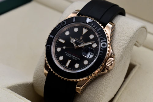 Rolex Yachtmaster 18ct Rose Gold Oysterflex Watch 116655 | Box & Papers