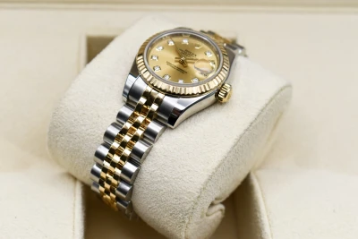 Rolex Lady Datejust 26mm Steel & 18ct Gold Champagne Diamond 179173 | B&P