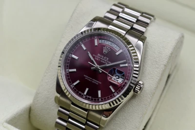 Rolex Day-Date White Gold Cherry Red Watch 118239 | Box & Papers
