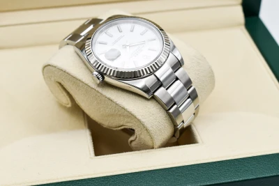 Rolex Datejust 41 Stainless Steel White Baton Dial Watch 126334 | 2019 B&P