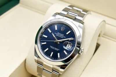Rolex Datejust 41 Stainless Steel Blue Baton Watch 126300 | 2026 Box & Papers