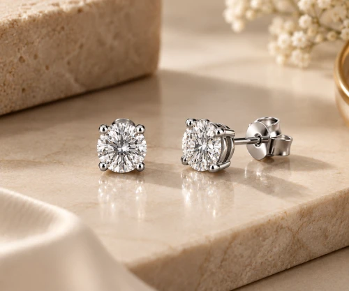 9ct White Gold Lab Grown Brilliant Cut Diamond Stud Earrings 0.54ct