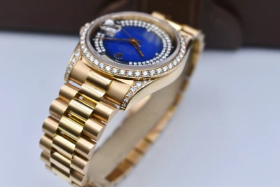 Rolex Day Date 36mm Blue Double String Diamond Dial 18388 | 1999 Box & Papers