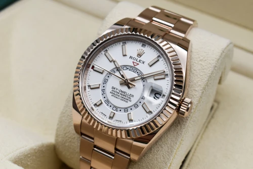 Rolex Skydweller 18ct Everose Gold Ivory Dial Watch 326935 | B&P