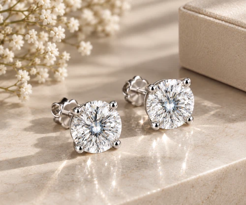 9ct White Gold Lab Grown Brilliant Cut Diamond Stud Earrings 4.11ct