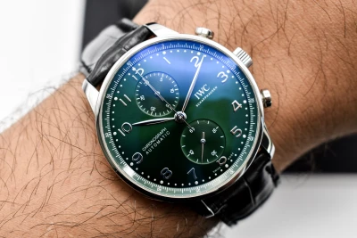 IWC Portuguese Chronograph Stainless Steel Green Dial Watch IW371615 | 2022 B&P