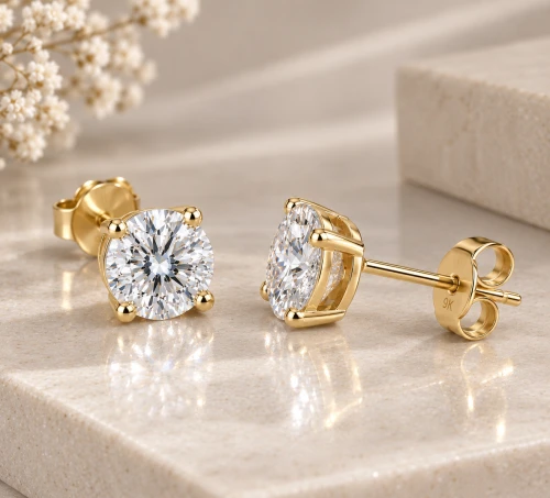 9ct Yellow Gold Lab Grown Brilliant Cut Diamond Stud Earrings 4.10ct