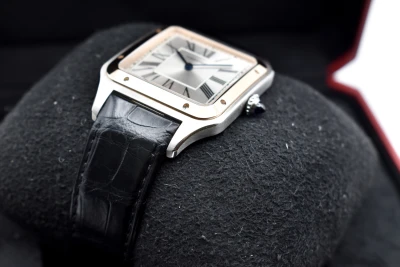 Cartier Santos Dumont XL Stainless Steel & 18K Rose Gold Watch W2SA0017 | B&P