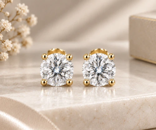 9ct Yellow Gold Lab Grown Brilliant Cut Diamond Stud Earrings 4.10ct